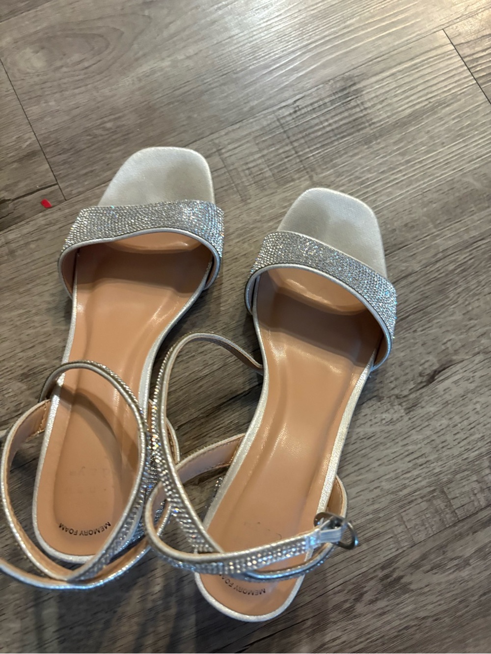 Sparkling Silver Rhinestone Ankle-Strap Heels